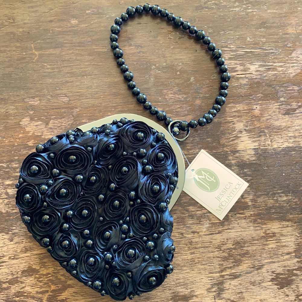 🎁Jessica McClintock black satin evening wristlet🎁